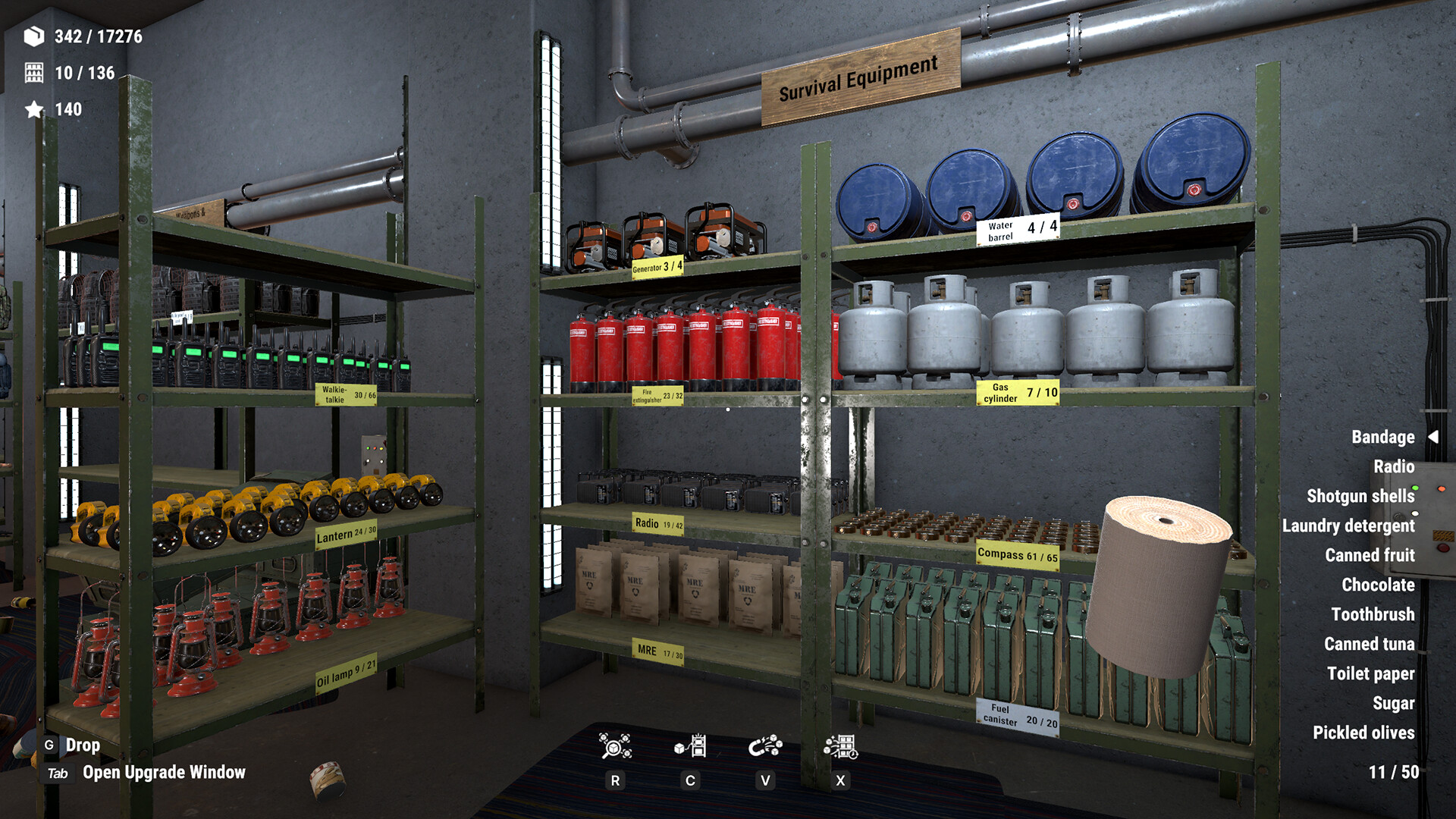 Bunker Tidy Up supply categories illustration